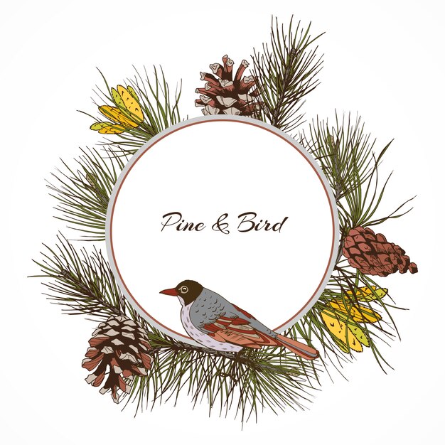 Bird pine branch frame