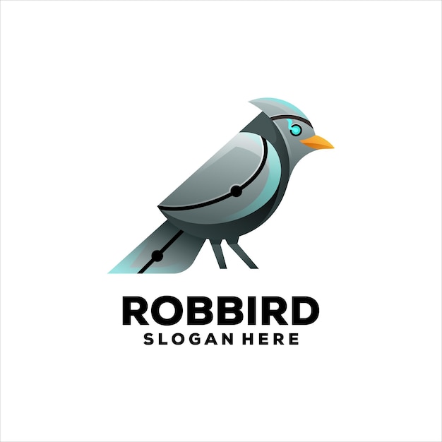 Bird robot gradient logo design logo illustration