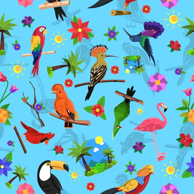 Free vector bird seamless pattern