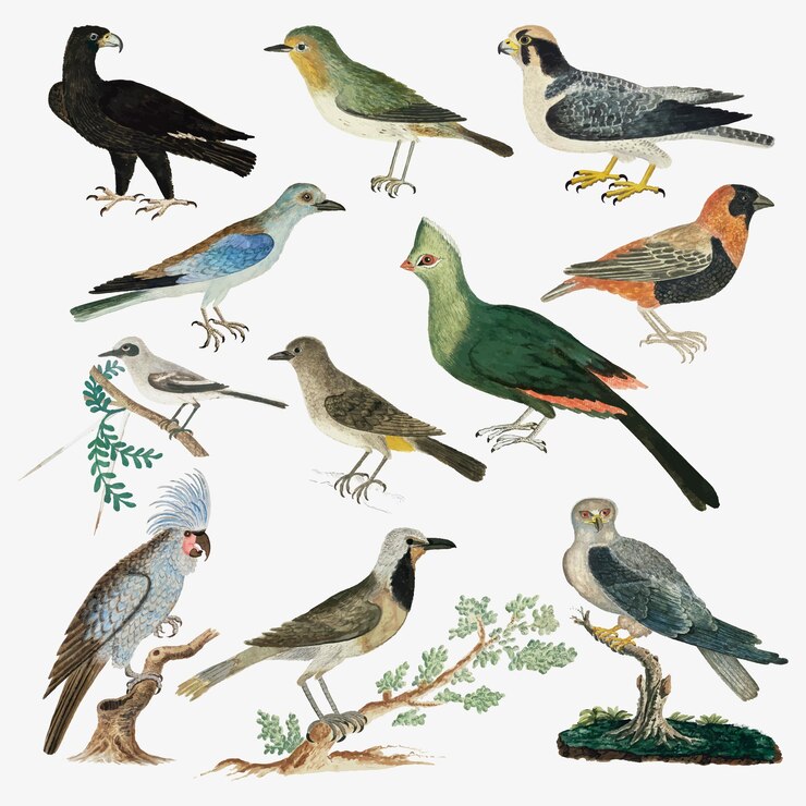 Free Vector bird vector collection antique watercolor animal illustration, remixed from the artworks by robert jacob gordon
