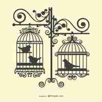 Free vector birdcages silhouettes