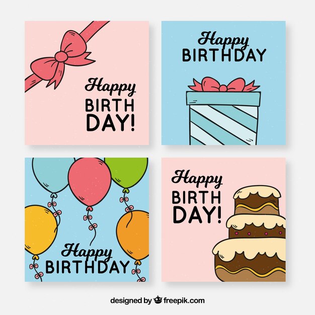 파티 요소와 Birhtday 카드 컬렉션