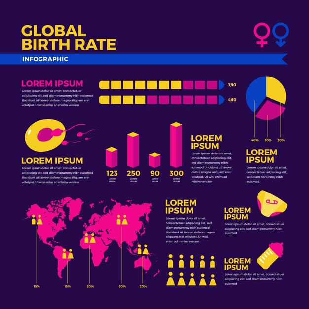 Birth rate infographic concept