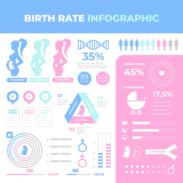 Free vector birth rate infographic concept