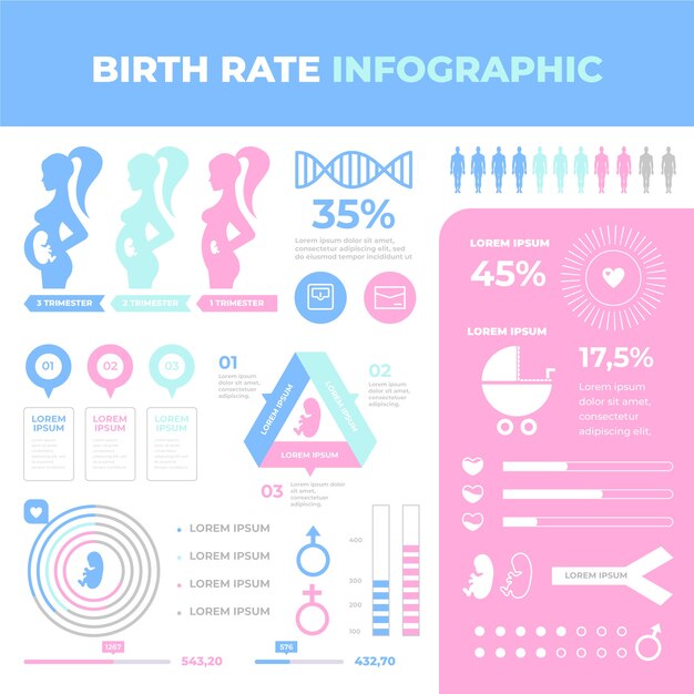 Birth rate infographic concept