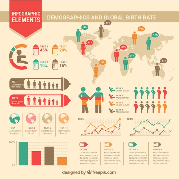 Free vector birth rate infographic