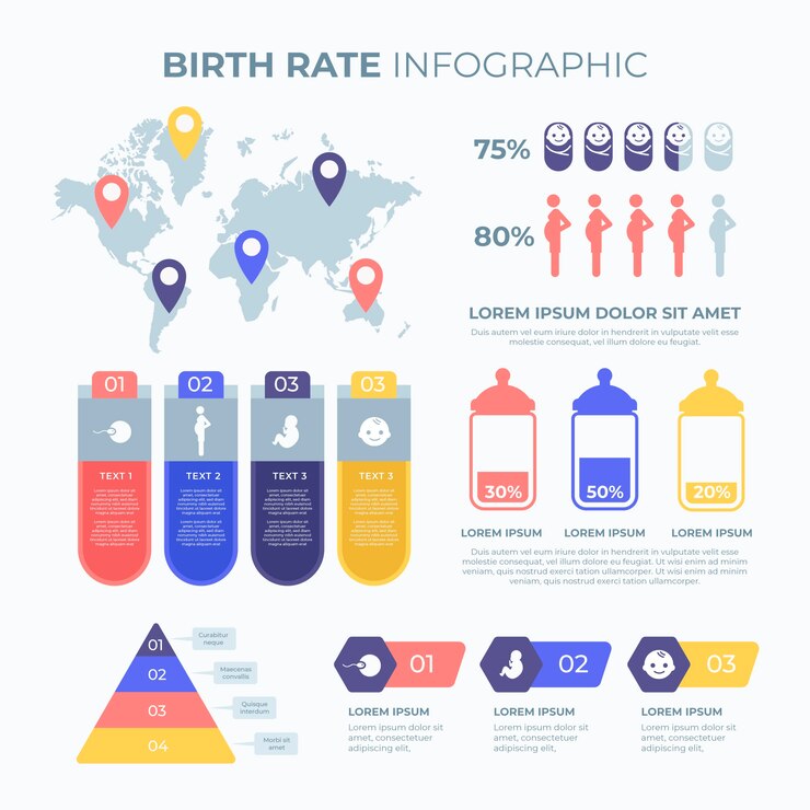 Free Vector birth rate infographic