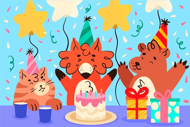 Free vector birthday background design with gifts