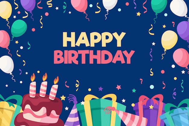 birthday background in flat design