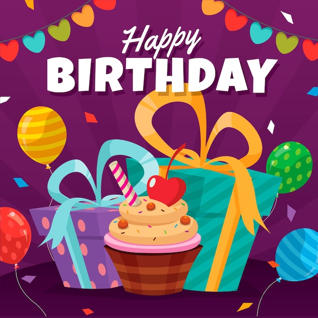 Free Vector | Birthday background in flat design