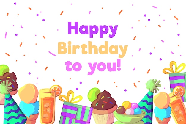 Free vector birthday background watercolor style