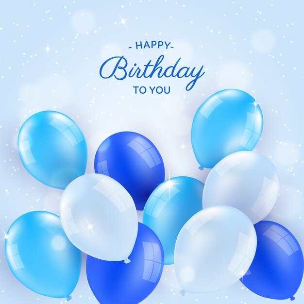 Birthday background with balloons in realistic style