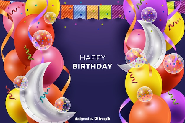 Free vector birthday background with balloons