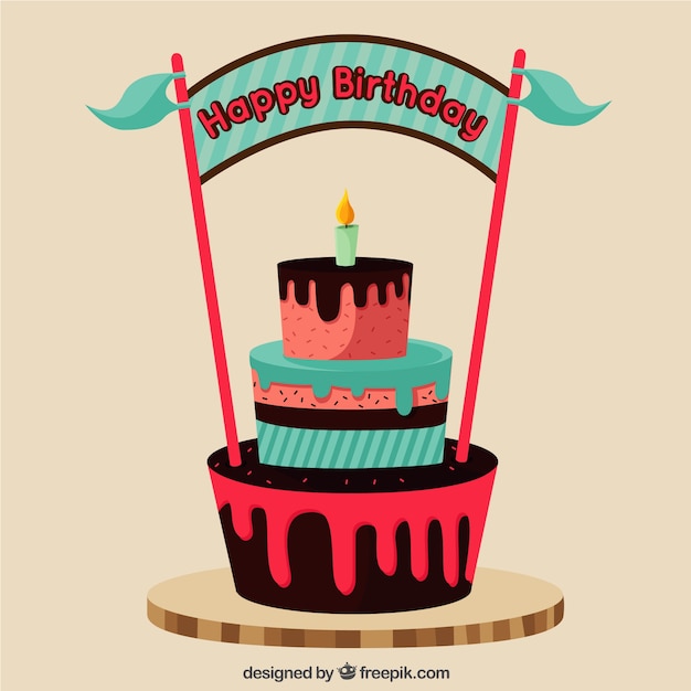 Free vector birthday background with birthday cake