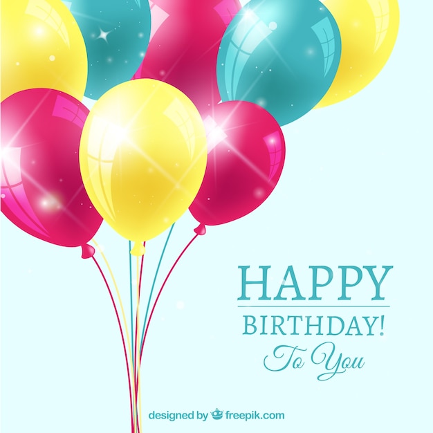 Free vector birthday background with colorful balloons