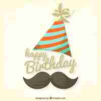 Free vector birthday background with hat and mustache