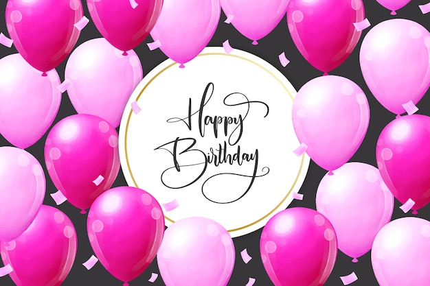 Free vector birthday background with pink balloons