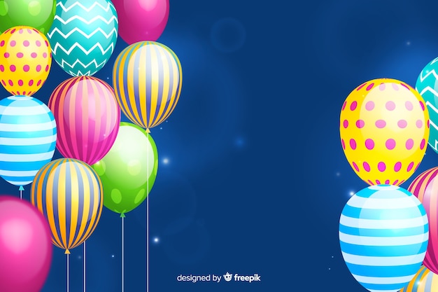 День рождения фон с реалистичными воздушными шарами
