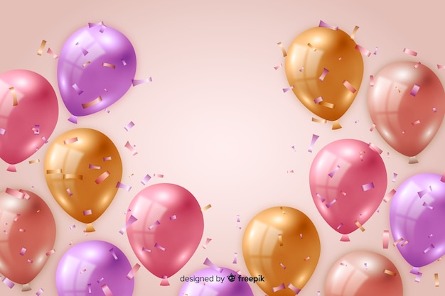 Free vector birthday background with realistic balloons