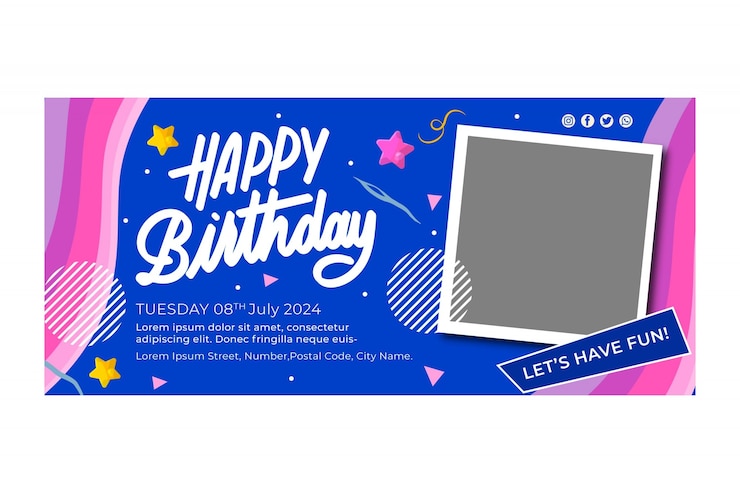 無料Vector 誕生日バナーテンプレート
