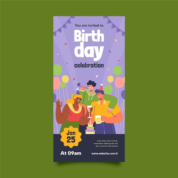 Vertical Vector Birthday Banner Design Template