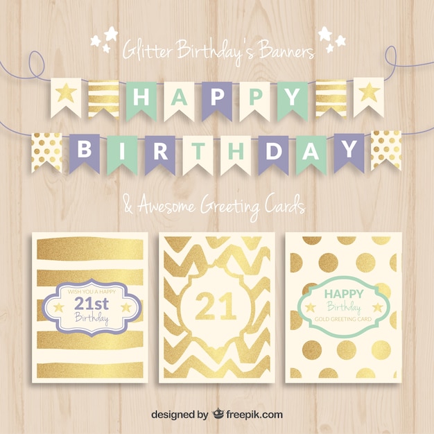 Free vector birthday banners and cards