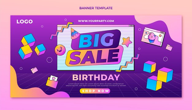 Birthday big sale discount offer banner  template
