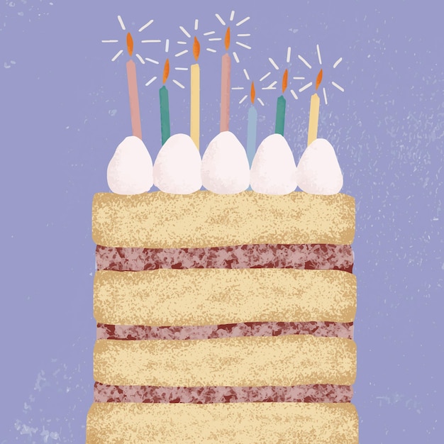 보라색 톤의 생일 케이크 배경