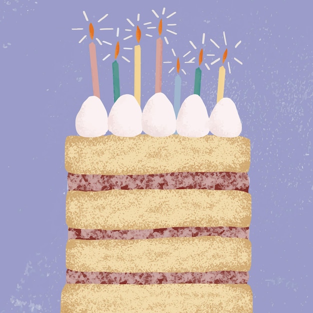 Free vector birthday cake background in purple tone