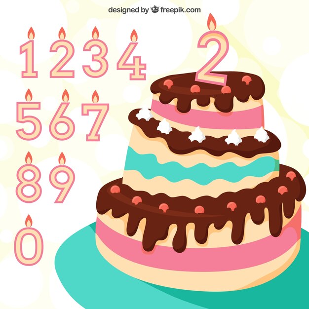 Birthday cake and candles background