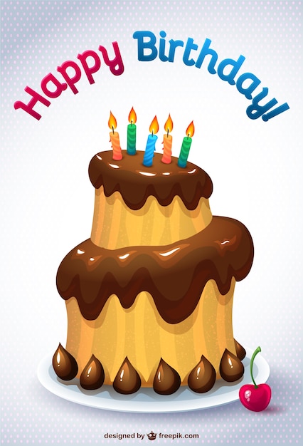 Vettore gratuito birthday cake card