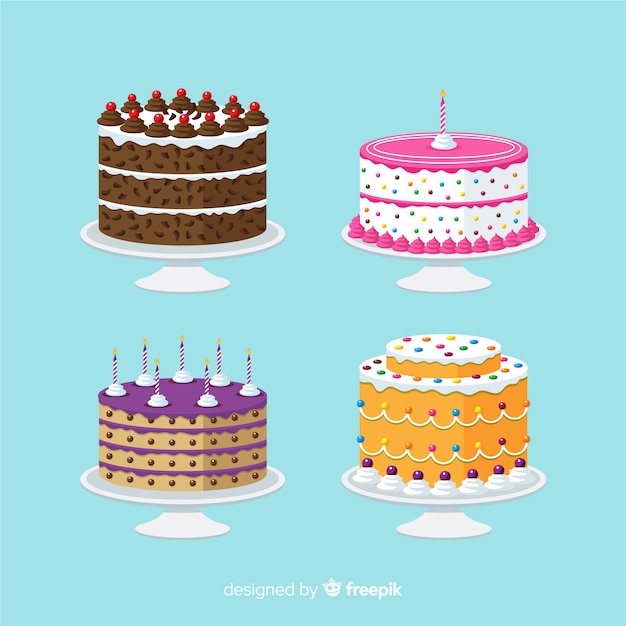 Free vector birthday cake collection