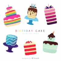 Бесплатное векторное изображение Коллекция тортов на день рождения