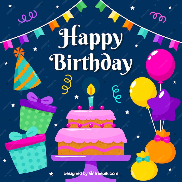 Free Vector | Birthday cake composition with flat design