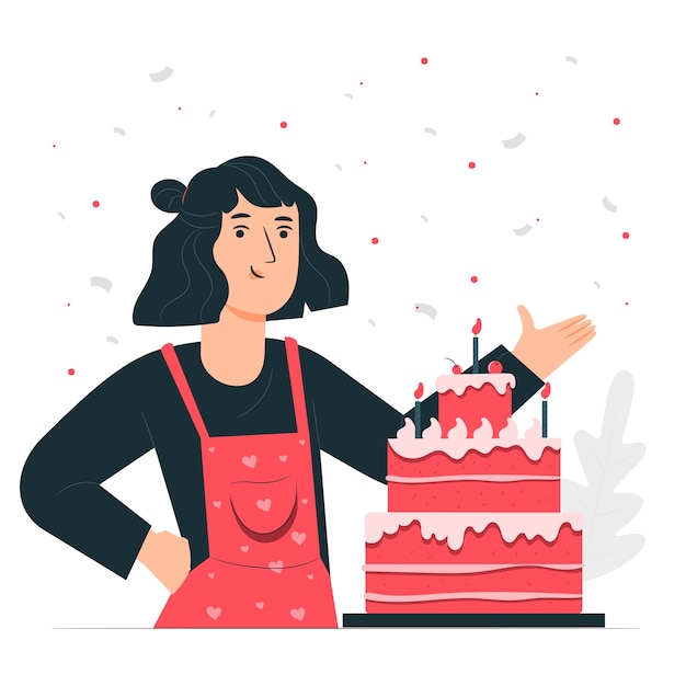 Vettore gratuito illustrazione di concetto di torta di compleanno