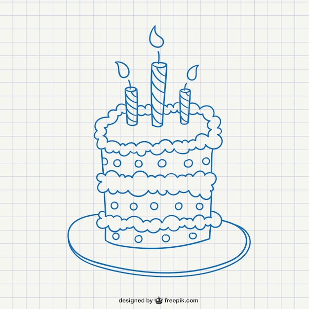 Free vector birthday cake doodle