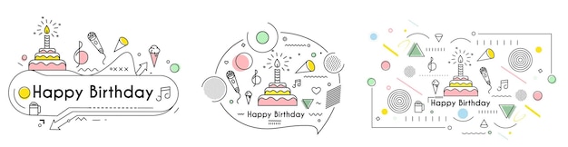 생일 케이크 아이콘 텍스트 생일 축하 촛불 생일 케이크