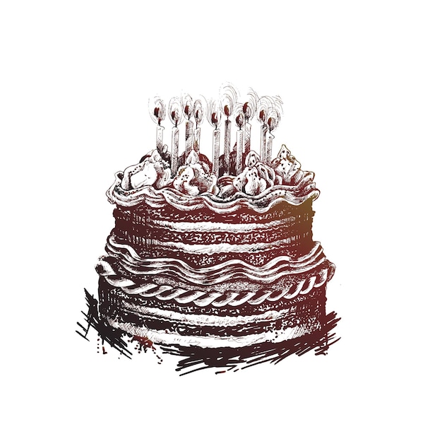 Vettore gratuito illustrazione vettoriale dell'icona della torta di compleanno torta di buon compleanno per la festa di compleanno con le candele