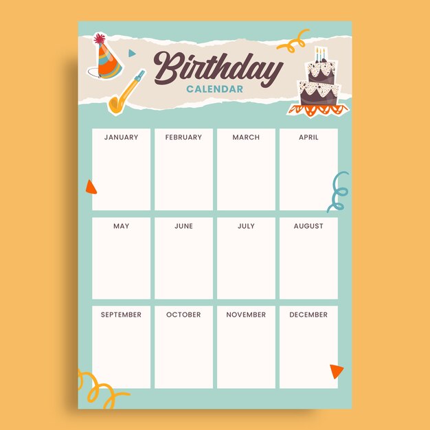 Birthday calendar template design