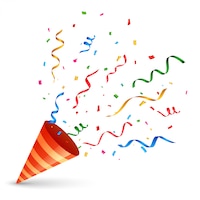 Бесплатное векторное изображение Шапочка на день рождения с конфетти и серпантином