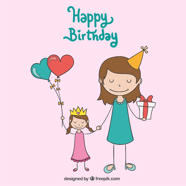 Birthday card in child style