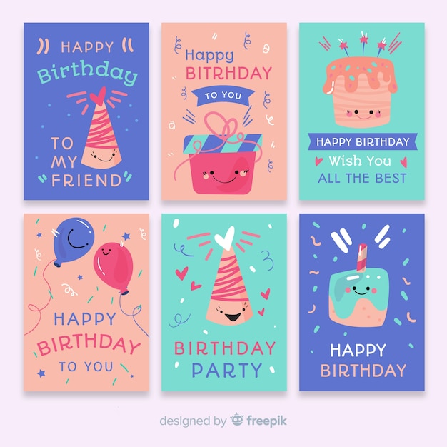 Free vector birthday card collection