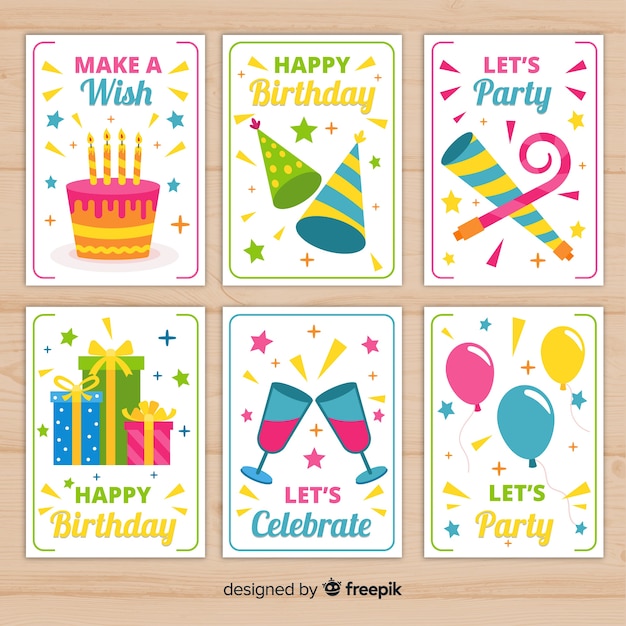 Free vector birthday card collection