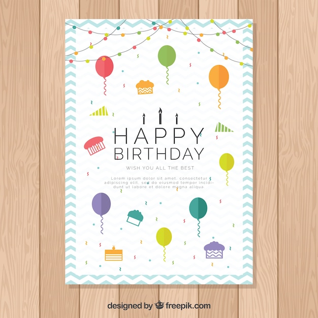 Birthday card in flat design
