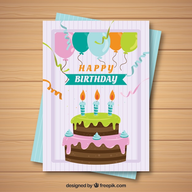 Birthday card in flat style