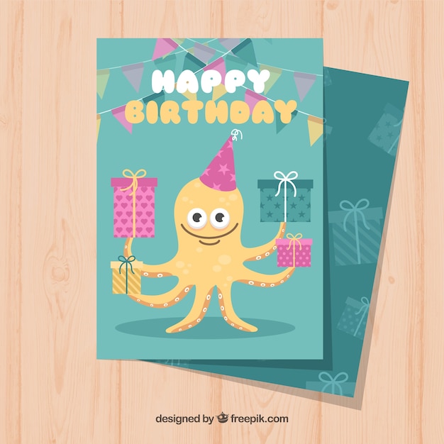 無料ベクター 平らなデザインの誕生日カード