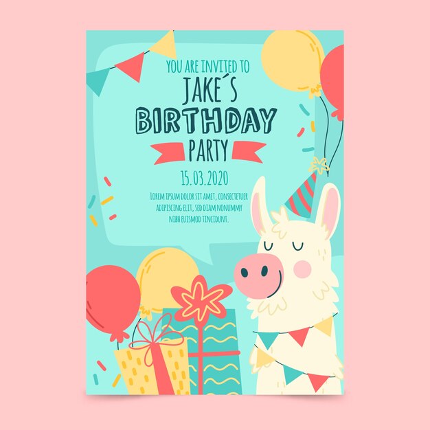 Birthday card invitation template