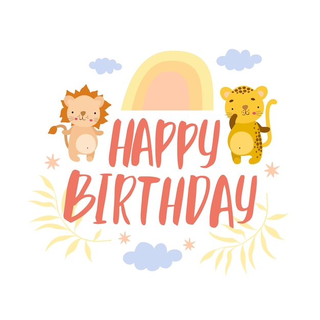 Free vector birthday card safari