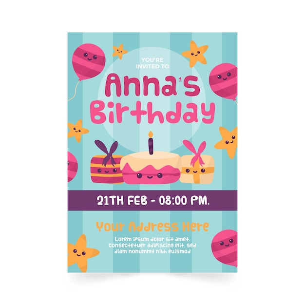 Free vector birthday card template for children