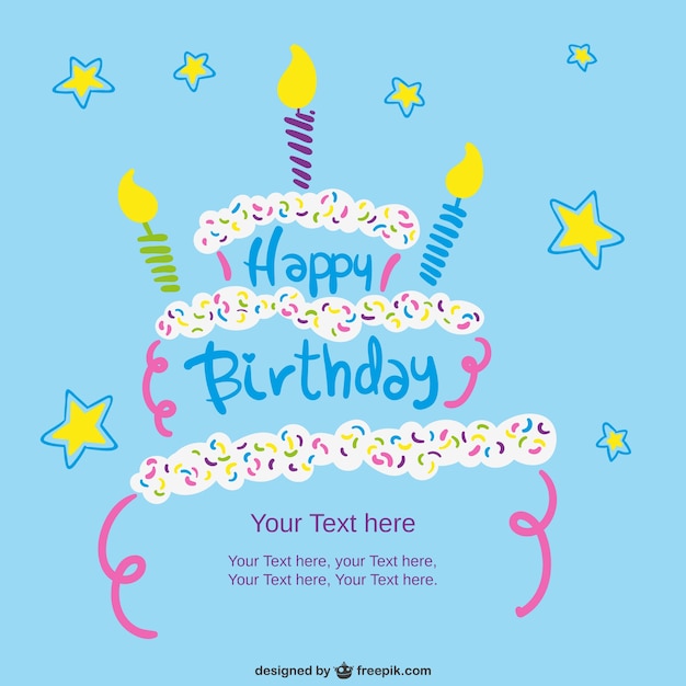 Free vector birthday card template with cake